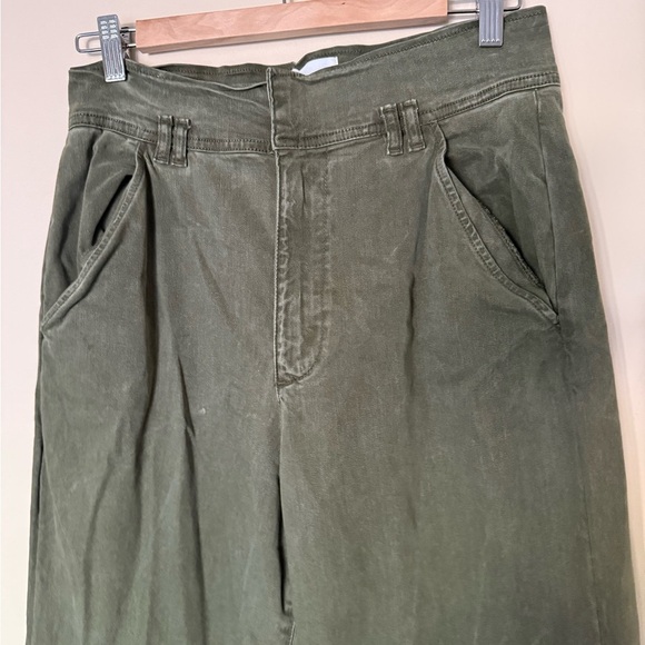 Frame Cinched High Rise Wide Leg Pants Military Green Size 29 - Picture 4 of 12